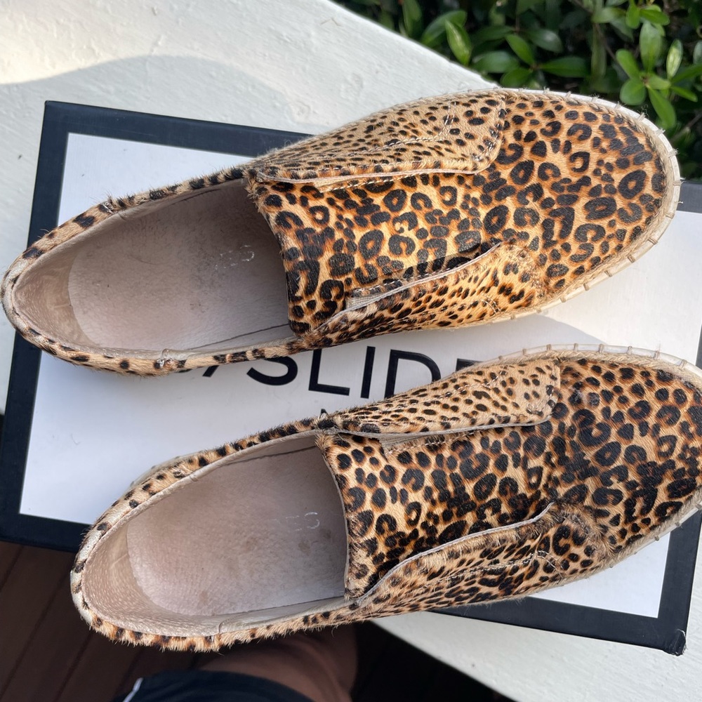 JSlides Karla Espadrille sneakers. Brown calf hair. Size 6.